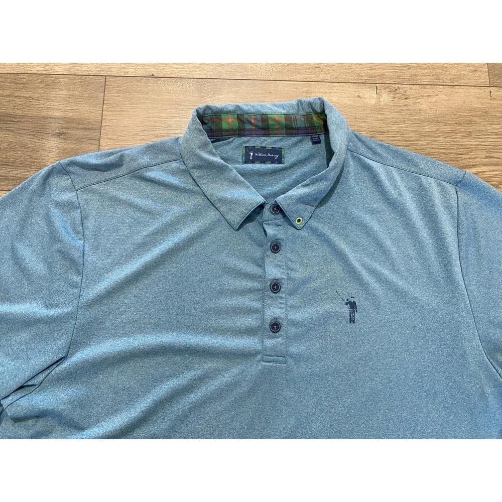William Murray Short Sleeve Golf Polo Mens Size XL Blue Plaid Accent Shirt - Picture 2 of 8